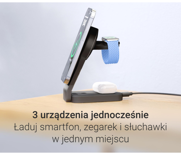 Silver Monkey Alu MagCharger Qi2 3in1 czarna - 1328385 - zdjęcie 6